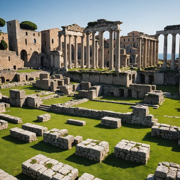 Quels itinéraires de croisière incluent des visites des ruines romaines en Méditerranée?